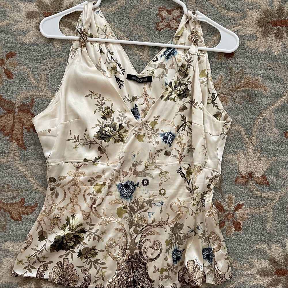 Vintage Y2K ROBERTO CAVALLII  Italy Silk Tank Blouse size 46